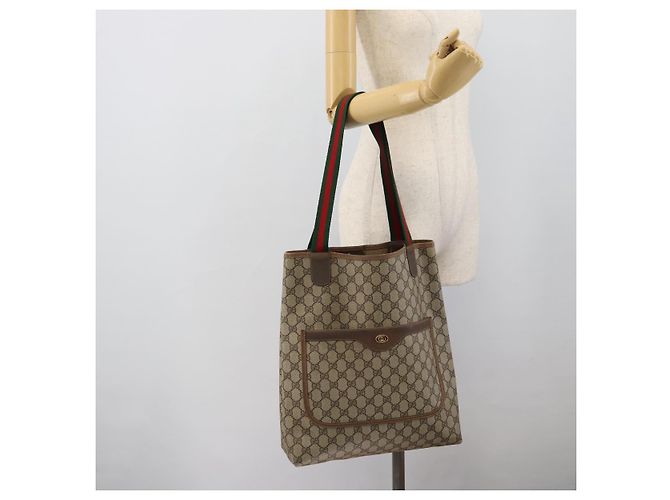 GUCCI GG Supreme Web Sherry Line Tote Bag PVC Beige 39 02 003 Auth 193140 - Ansicht 21