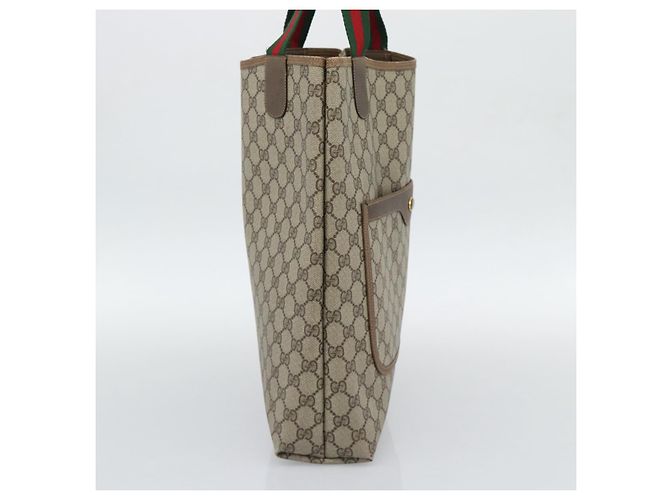 GUCCI GG Supreme Web Sherry Line Tote Bag PVC Beige 39 02 003 Auth 193140 - Ansicht 3