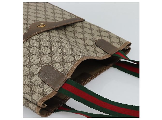 GUCCI GG Supreme Web Sherry Line Tote Bag PVC Beige 39 02 003 Auth 193140 - Ansicht 6