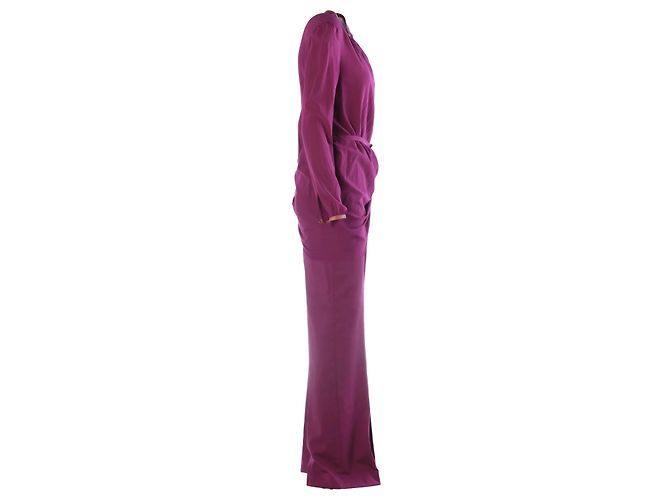 Conjunto coordenado de seda roxa Prada: túnica e calças de alfaiataria Roxo - vista 2