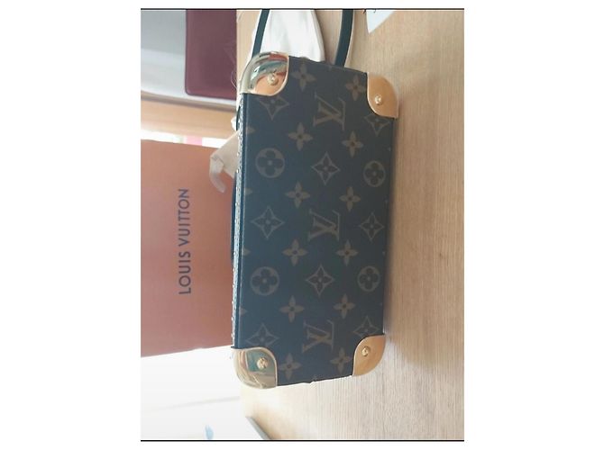 Louis Vuitton Alma Trunk BB Monogram Borsa Marrone Nero Monogramma - vista 3