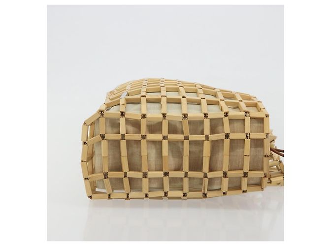 Salvatore Ferragamo Wood Mesh Drawstring canvas Beige - vista 4