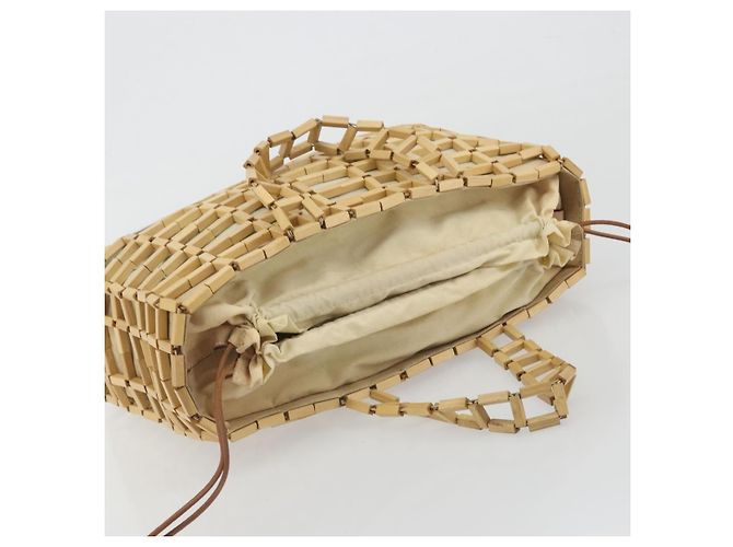 Salvatore Ferragamo Wood Mesh Drawstring canvas Beige - vista 6
