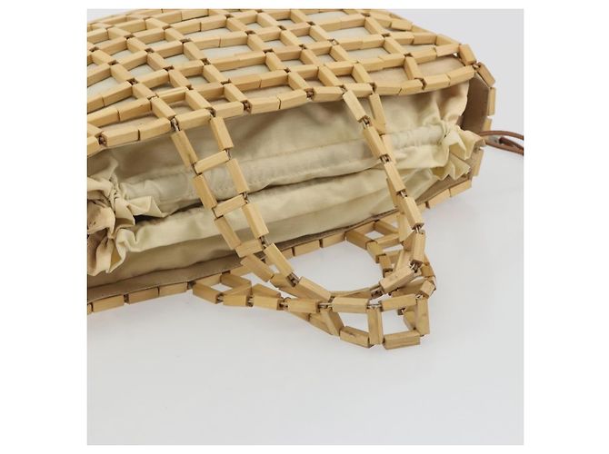 Salvatore Ferragamo Wood Mesh Drawstring canvas Beige - vista 7