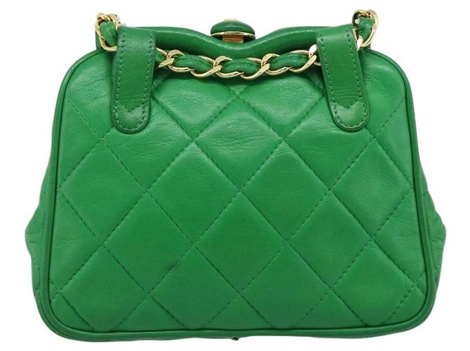 Chanel Coco Mark aus gestepptem Lammleder Grün - Ansicht 2