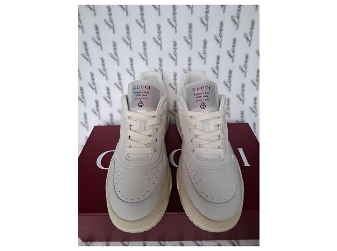 Gucci Re-Web Leder Sneaker Weiß - Ansicht 2
