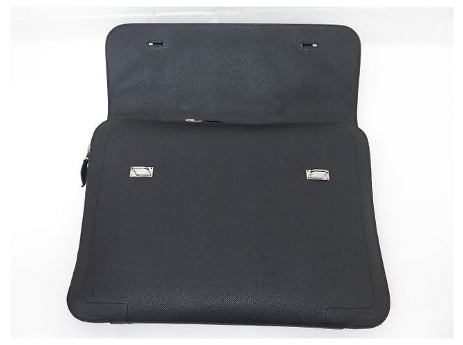 Hermès BORSA CARTELLA HERMES SERVIETTE 57 IN PELLE EPSOM NERA MACBOOK Nero - vista 6
