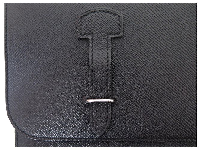 Hermès BORSA CARTELLA HERMES SERVIETTE 57 IN PELLE EPSOM NERA MACBOOK Nero - vista 8