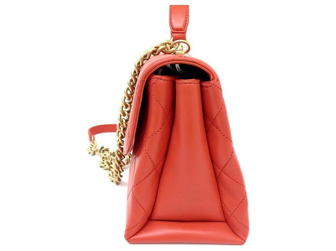 NUOVA BORSA CHANEL COCO HANDLE TRACCOLLA PELLE CORALLO HAND BAG PURSE NEW Arancione - vista 3