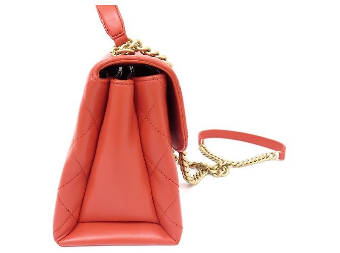 NUOVA BORSA CHANEL COCO HANDLE TRACCOLLA PELLE CORALLO HAND BAG PURSE NEW Arancione - vista 4