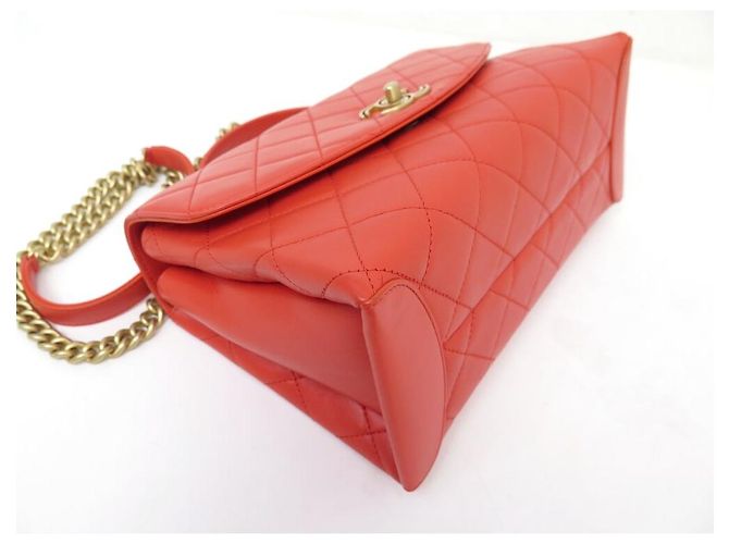 NUOVA BORSA CHANEL COCO HANDLE TRACCOLLA PELLE CORALLO HAND BAG PURSE NEW Arancione - vista 5