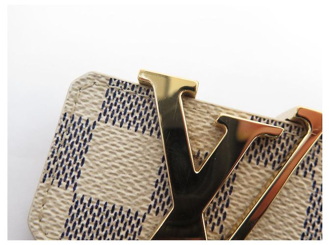 NEUER LOUIS VUITTON LV INITIALS M9609 T95 DAMIER AZUR GÜRTEL Weiß - Ansicht 12