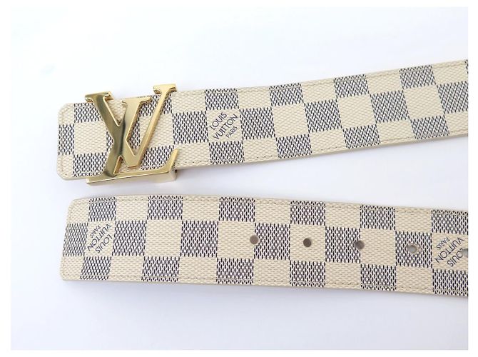 NEUER LOUIS VUITTON LV INITIALS M9609 T95 DAMIER AZUR GÜRTEL Weiß - Ansicht 9