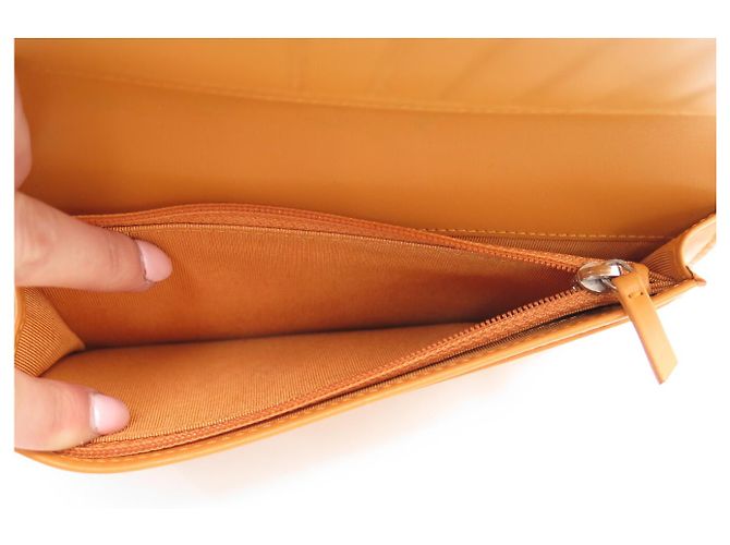 CHANEL BOY gesteppte Lackleder Geldbörse Orange - Ansicht 8