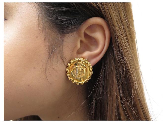 VINTAGE CHANEL 1994 GABRIELLE COCO GOLDENE METALL-OHRSTECKER - Ansicht 11