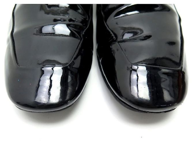 BOTAS LOUIS VUITTON SIXTIES FLAT ANKLE BOOT 40 botines en piel charol Negro - vista 4