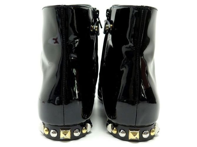BOTAS LOUIS VUITTON SIXTIES FLAT ANKLE BOOT 40 botines en piel charol Negro - vista 5