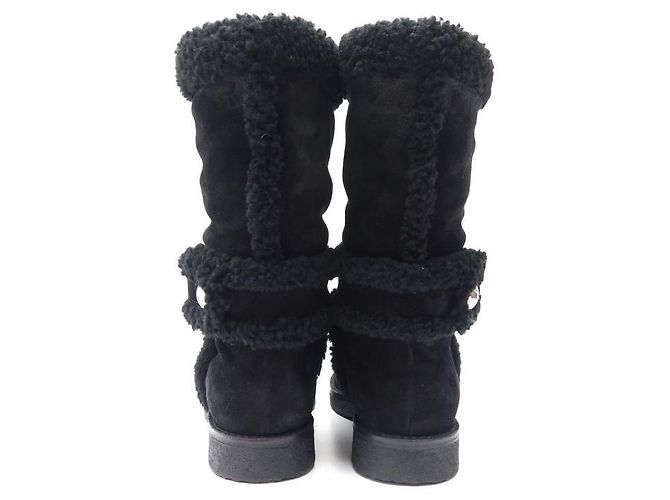 BOTAS LOUIS VUITTON SNOWY FLAT HALF BOOT 36.5 37 DE PIEL FORRADA Negro - vista 5