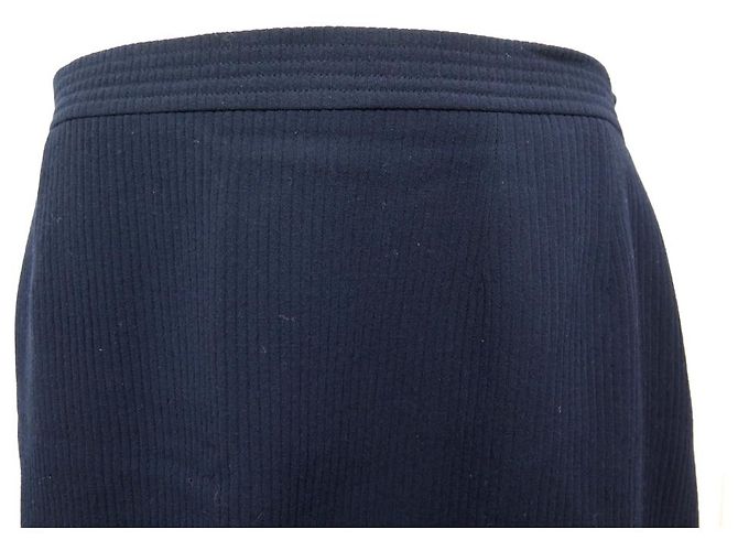 CHANEL WOOL STRAIGHT SKIRT SIZE 44 L NAVY BLUE - view 2