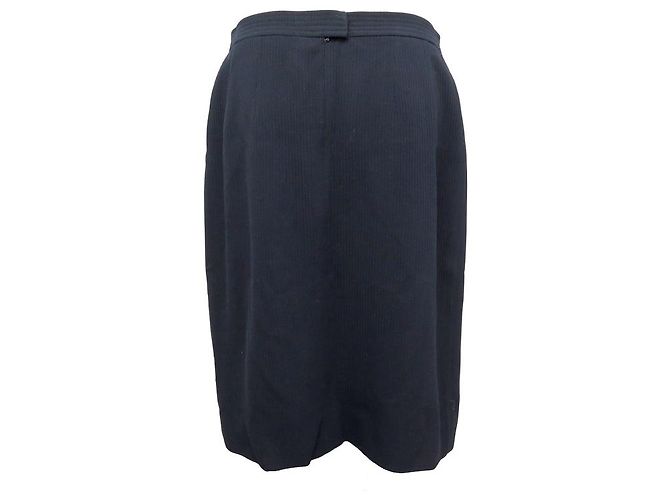 CHANEL WOOL STRAIGHT SKIRT SIZE 44 L NAVY BLUE - view 3