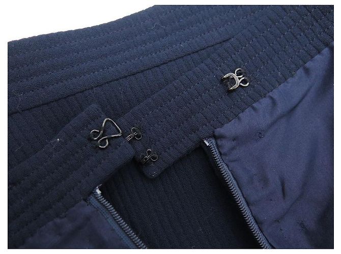 CHANEL WOOL STRAIGHT SKIRT SIZE 44 L NAVY BLUE - view 7