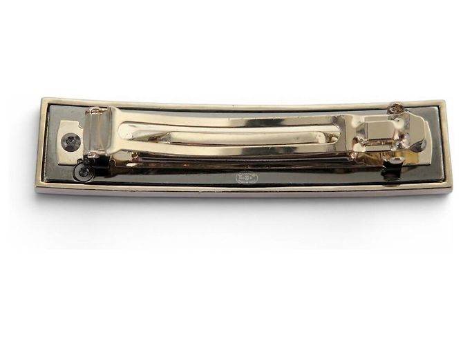 ACCESSORIO PER CAPELLI CHANEL BARRETTE LOGO METALLO ORO E ARGENTO D'oro - vista 2