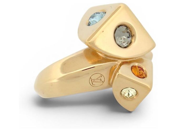 NEUER LOUIS VUITTON TRUNK M68177 T55 MULTIFARBENER STRASS GOLD RING Golden - Ansicht 3