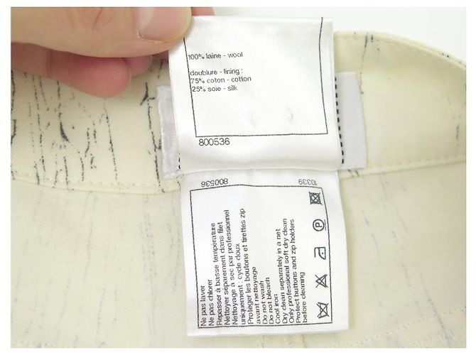 NEW CHANEL MARBLE EFFECT PANTS CC LOGO BUTTON P43196V31291 S 36 PANTS Cream - view 7