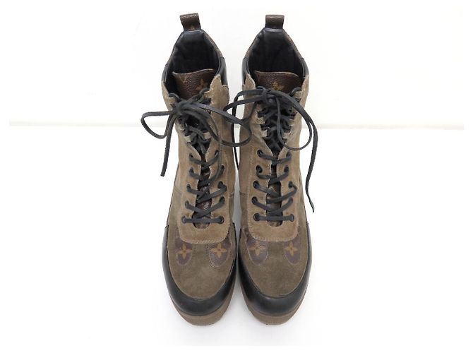 STIVALETTI DESERT LOUIS VUITTON LAUREATE 1A4XYI 39 CAMOSCIA E MONOGRAM Marrone - vista 7