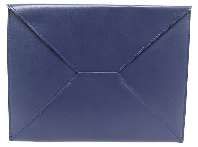 NUOVA POCCHETTE ENVELOPE CHOPARD 22.5CM IN PELLE BLU POUCH CLUTCH - vista 2