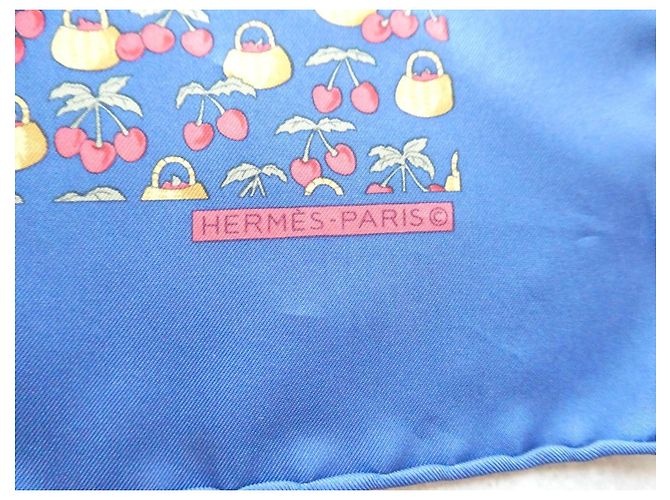 Bufanda de seda Hermès 'Cerezas' Roja Azul Amarillo - vista 3