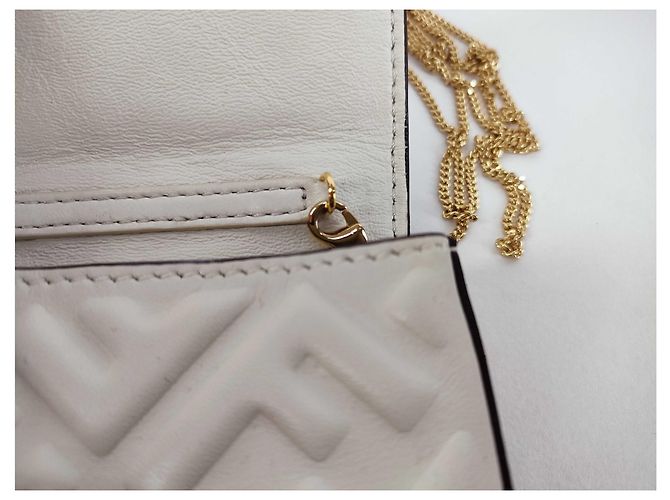 Baguette Pouch con zip logo Fendi in pelle stampata FF Bianco - vista 5