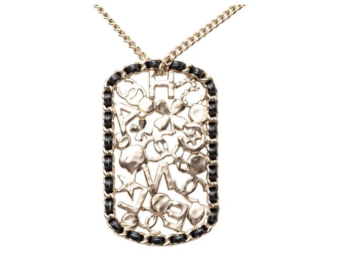 Collana Chanel Coco Mark Logo Clover Camellia Nero D'oro - vista 2
