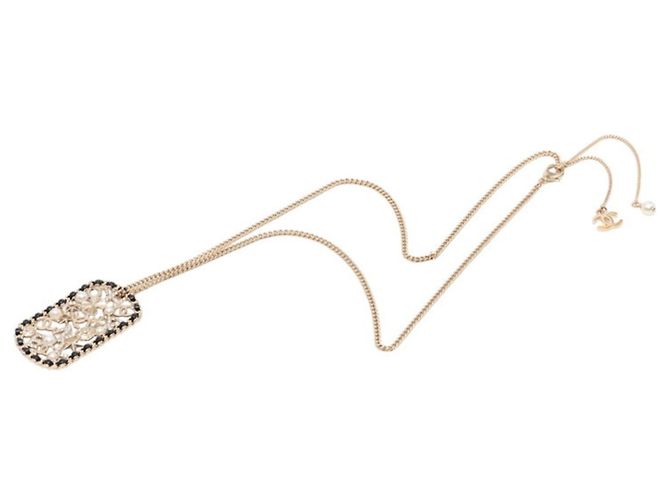 Collana Chanel Coco Mark Logo Clover Camellia Nero D'oro - vista 3