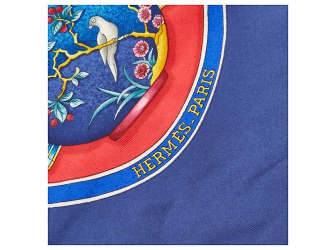 Hermès Sciarpa Hermes Carre 90 Pourvu qu'on oit l'ivresse Rosso Blu Multicolore - vista 5
