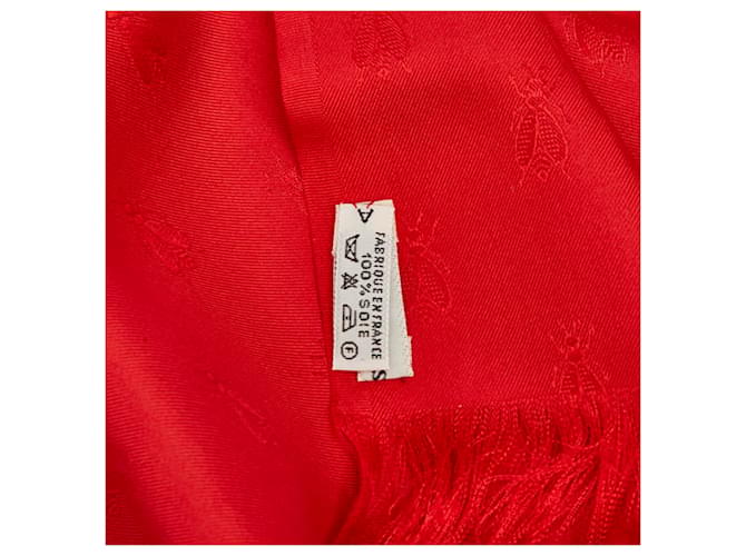 Hermès Bufanda de seda roja Hermes - vista 3