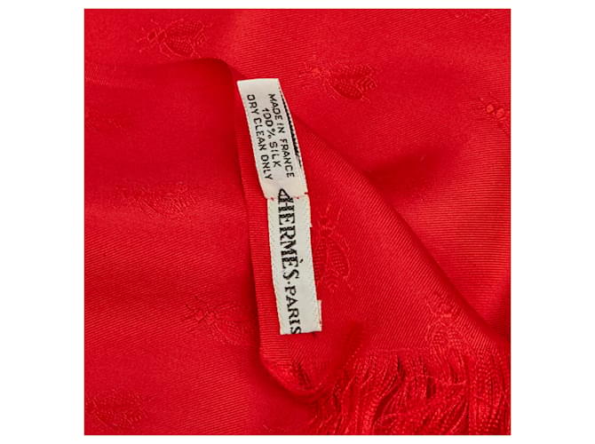 Hermès Bufanda de seda roja Hermes - vista 4