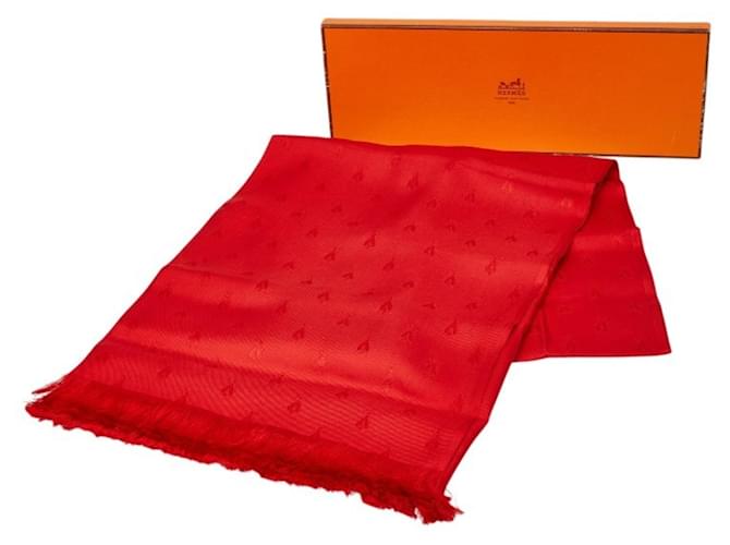 Hermès Bufanda de seda roja Hermes - vista 5