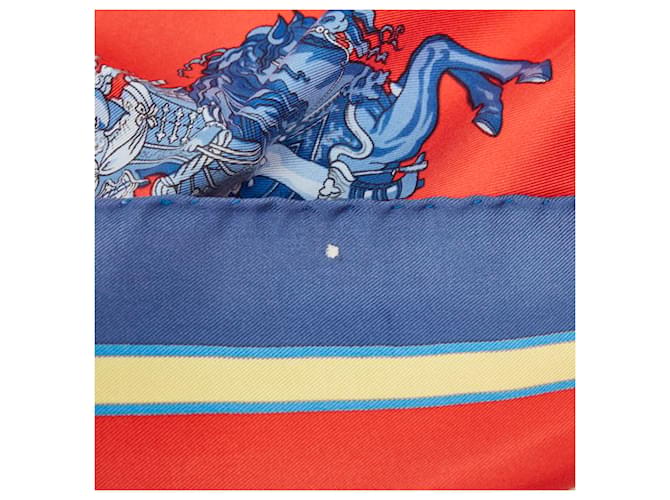 Hermès Sciarpa Hermes Carre 90 CARROUSEL Rosso Blu Multicolore - vista 2