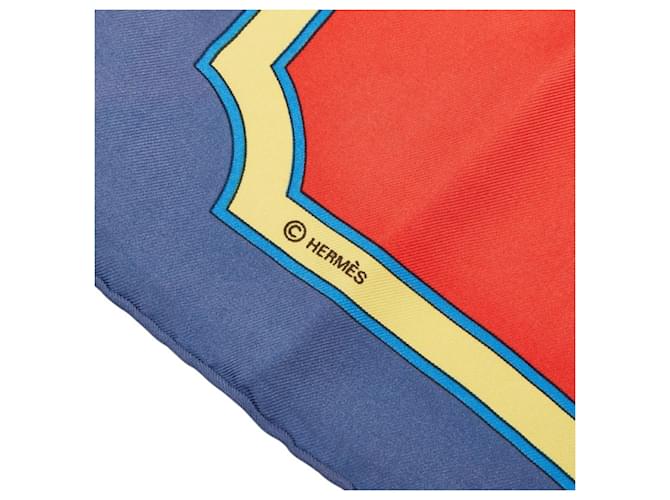 Hermès Sciarpa Hermes Carre 90 CARROUSEL Rosso Blu Multicolore - vista 5
