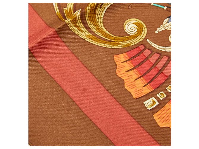 Hermès Sciarpa in seta Hermes Carre 90 Cheval Turc Marrone Multicolore - vista 3