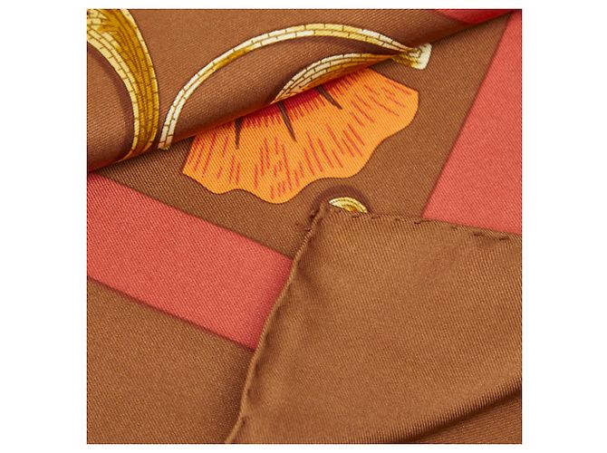 Hermès Sciarpa in seta Hermes Carre 90 Cheval Turc Marrone Multicolore - vista 4
