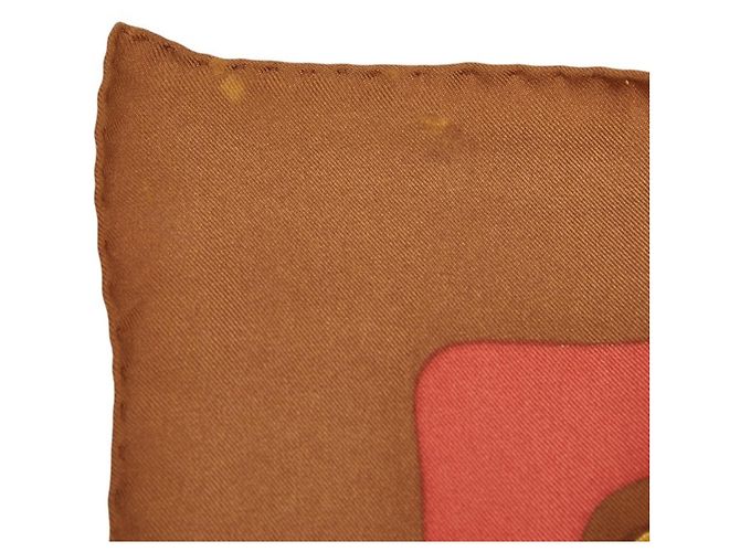 Hermès Sciarpa in seta Hermes Carre 90 Cheval Turc Marrone Multicolore - vista 5