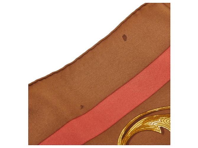 Hermès Sciarpa in seta Hermes Carre 90 Cheval Turc Marrone Multicolore - vista 6