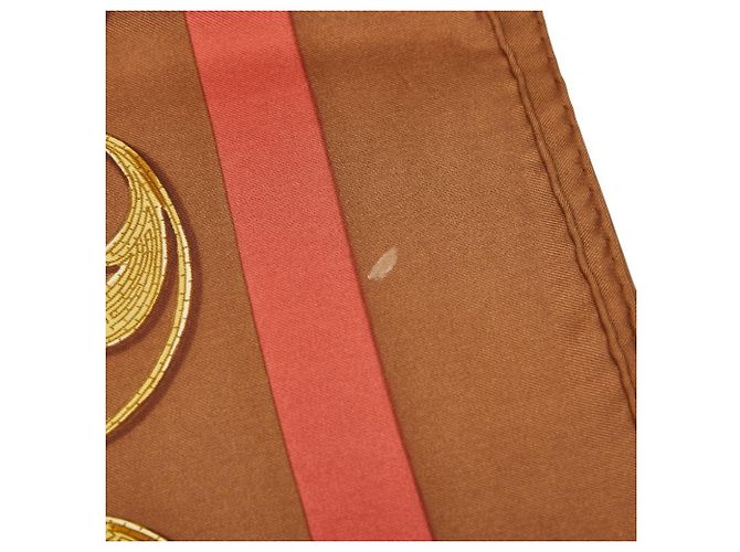 Hermès Sciarpa in seta Hermes Carre 90 Cheval Turc Marrone Multicolore - vista 7