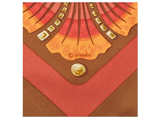 Hermès Sciarpa in seta Hermes Carre 90 Cheval Turc Marrone Multicolore - vista 9