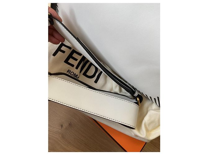Borsa Fendi Peekaboo Iconic Mini Nero Bianco D'oro - vista 10