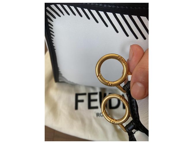 Borsa Fendi Peekaboo Iconic Mini Nero Bianco D'oro - vista 11