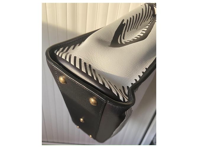 Borsa Fendi Peekaboo Iconic Mini Nero Bianco D'oro - vista 6