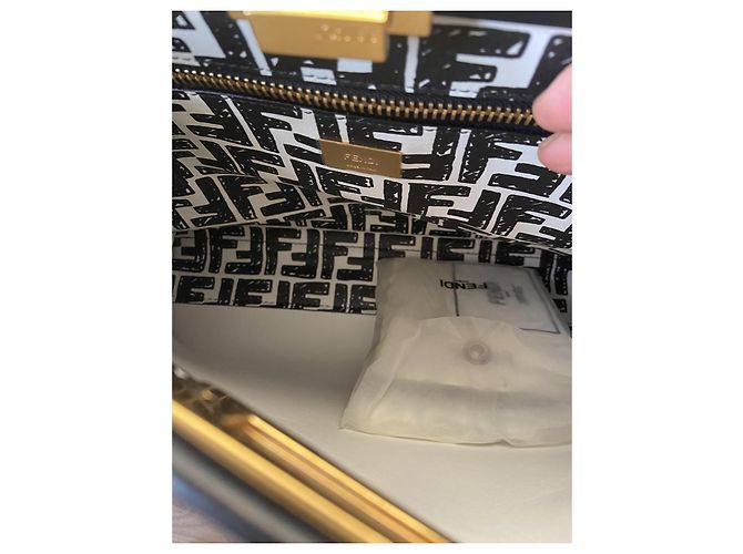 Borsa Fendi Peekaboo Iconic Mini Nero Bianco D'oro - vista 8